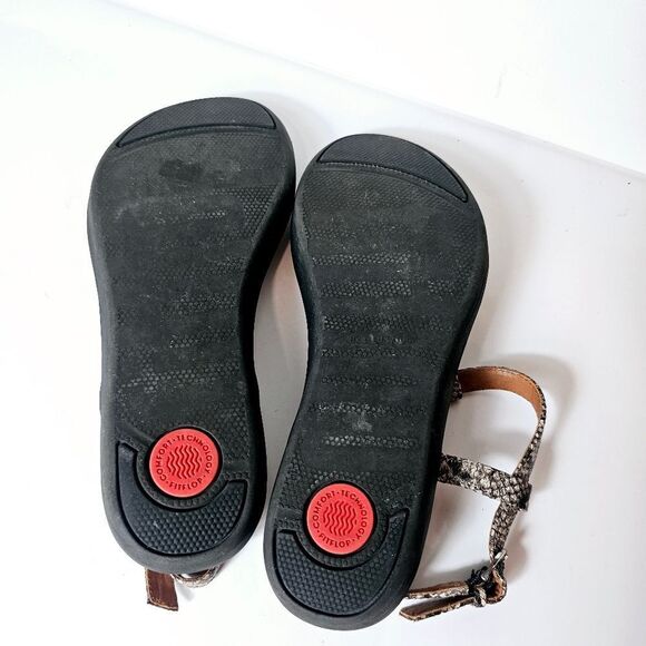 Fitflop Tia Snake Embossed Thong Sandal Size 6 - Picture 7 of 9